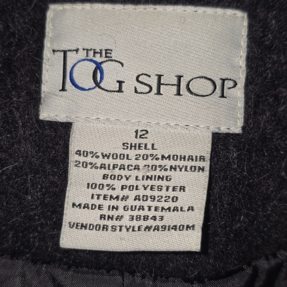 THE TOG SHOP BLACK ALPACA MOHAIR WOOL BLEND BUTTON DOWN PEA COAT WOMENS 12 EUC - Picture 8 of 8